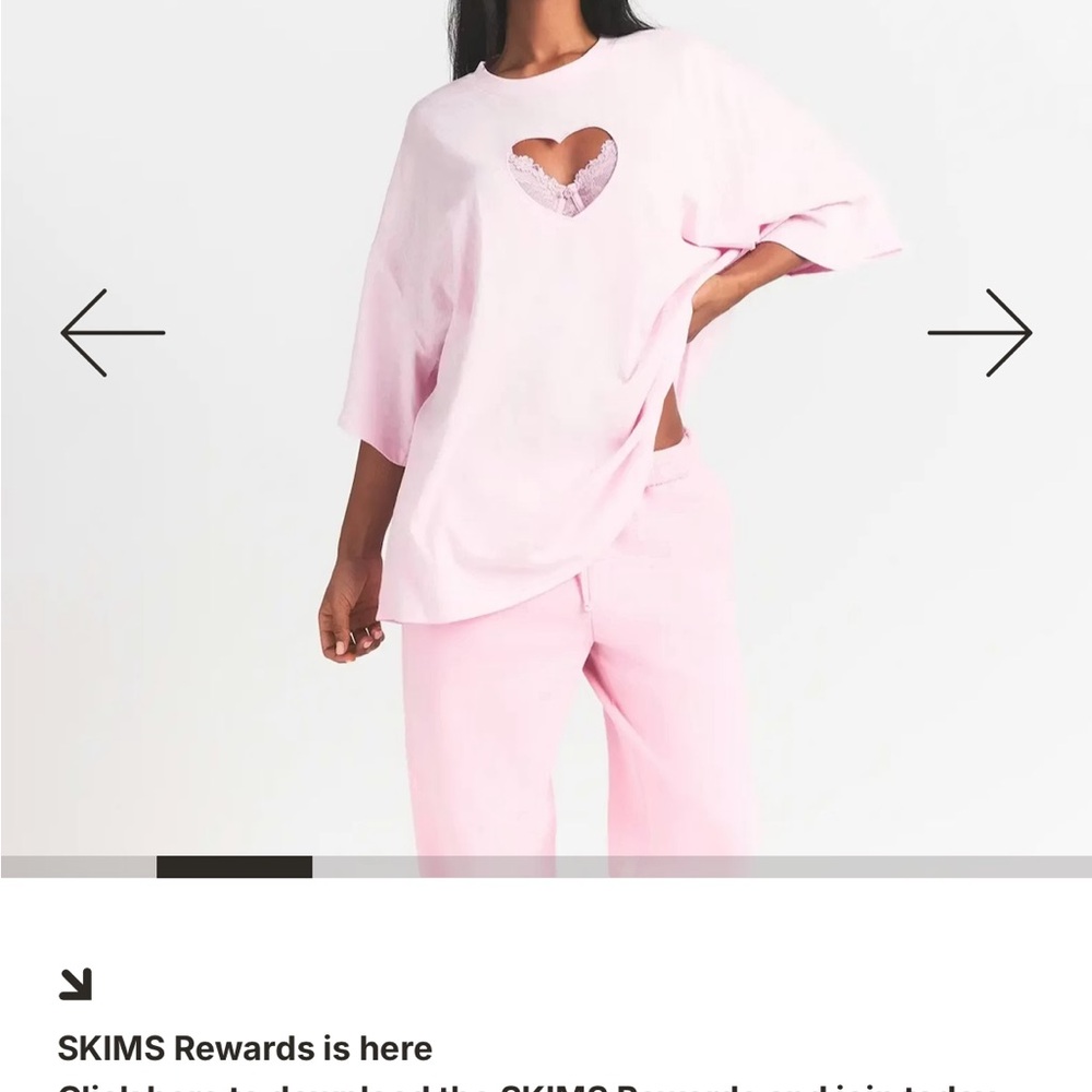 SKIMS Pink Jersey Lounge tee with Heart Detail